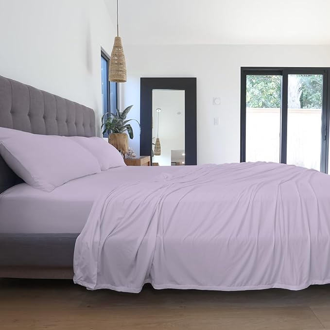 SHEEX - Original Performance Sheets Set (Queen) Silver Lilac - Cooling Sheets - Moisture Wicking - 1 Flat Cooling Sheet, 1 Fitted Cooling Sheet, 2 Pillow Covers - Wrinkle Free - Sleep Aid