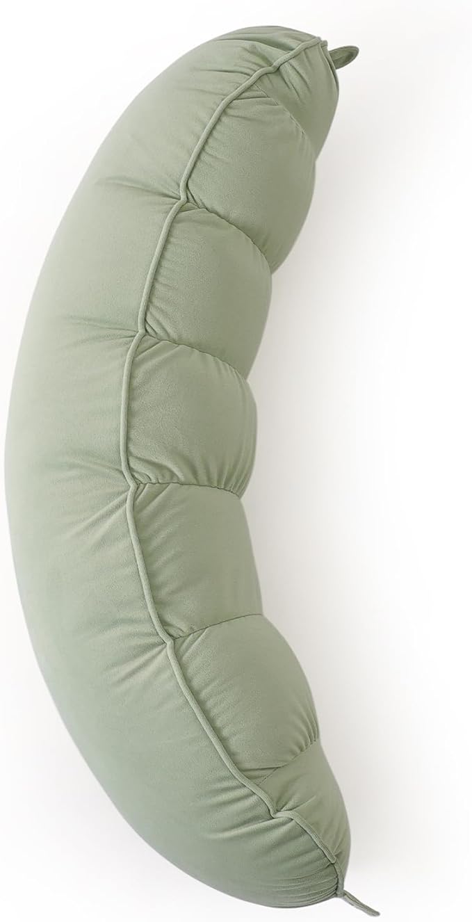 Peallow(Pat. Pend) – Long Round Body Pillow for Adults, Bolster Pillow for Sleeping, Soft and Supportive Pillow for Sleeping & Lumbar Support (Celadon Green, 29.5")