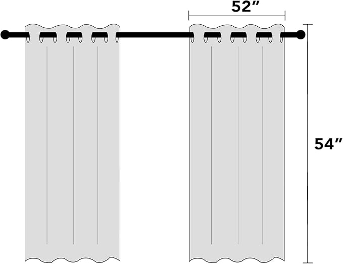 PrinceDeco Blackout Curtains for Bedroom 100% Black Out Curtains 54 Inch Long Anti Rust Grommet Thermal Insulated Drapes Privacy Protection 2 Panels Set,52" W x 54" L,Natural