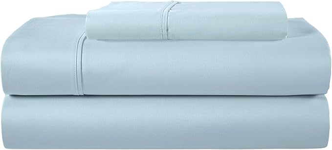 400 Thread Count Twin XL Bed Sheets, 100% Egyptian Cotton Twin XL Sheet Set, Soft & Comfy 3 Piece Luxury Hotel Sheets Fits Upto 17", Machine Washable No Pill Blue Sheet & Pillowcase Sets- Light Blue