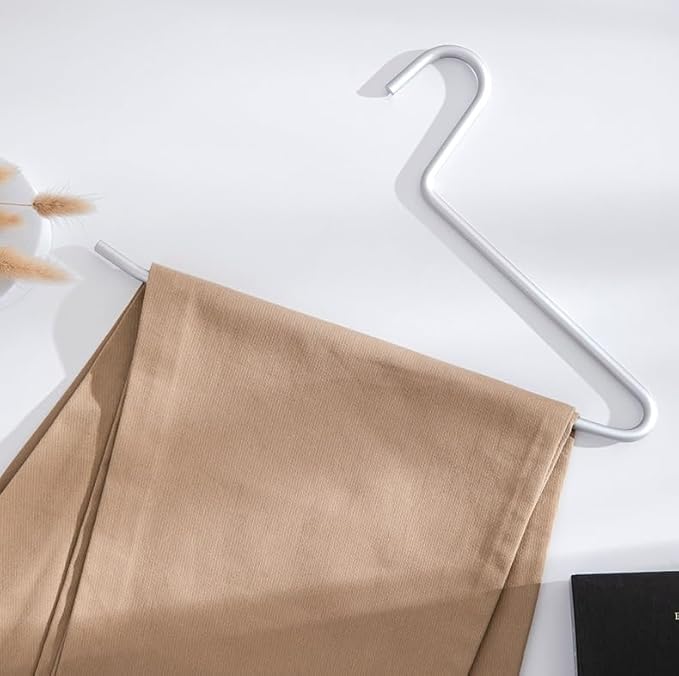 Premium Matte Silvery Aluminum Pants Hanger 10 Pack, 13.7” Extra Smooth & Durable Metal Shirt Dress Hanger,Aluminum Alloy Hanger,Clothing Support,Clothing Hang
