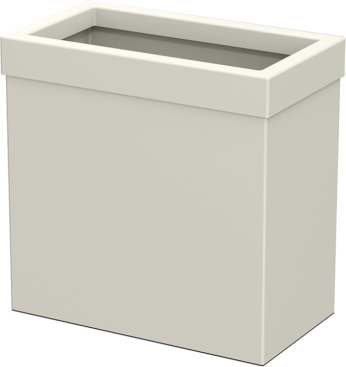 Gatco Modern Rectangle Wastebasket, Matte Pearl - Stainless Steel Trash Can with Removable Lid, Leakproof, 3 Gallon Capacity for Bathroom, Bedroom, Kitchen, or Office