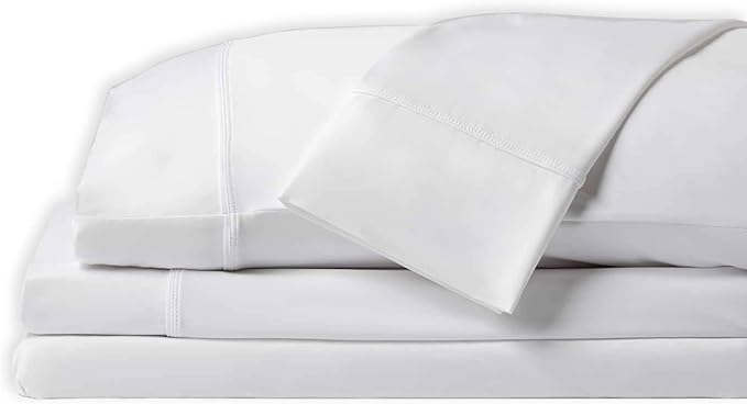 SHEEX - Original Performance Sheets Set (Queen) Bright White - Cooling Sheets - Moisture Wicking - 1 Flat Cooling Sheet, 1 Fitted Cooling Sheet, 2 Pillow Covers - Wrinkle Free - Sleep Aid