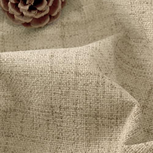 Short Blackout Curtains 45 Inch Length 2 Panels, Thermal Insulated Total Light Blocking Linen Window Curtains for Farmhouse Bedroom Basement, Bronze Grommet, Burlap, Each 52" Wide