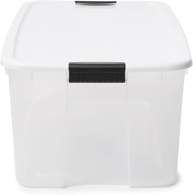Sterilite 8-Pack Ultra Latching Box, Storage Bins with Lids, Clear Plastic, 116 Quart - Heavy-Duty Organizing Containers for Closet, Bathroom, and Office