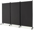 GOFLAME 3 Panel Folding Room Divider, 6FT Rolling Privacy Screen with Lockable Wheels, Portable Room Partition Screen, Freestanding Wall Divider and Separator for Home Office, Grey