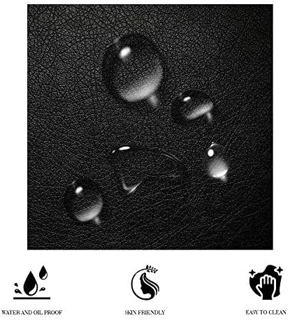 Allewie King Size Bed Frame with Iron Piece Decor, Faux Leather Upholstered Platform Bed with Curved Adjustable Headboard, Wooden Slats Support, No Box Spring Needed, Modern Black