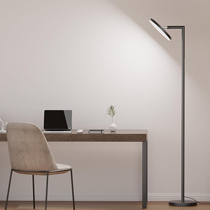 Floor Lamps for Living Room, 32W 3000LM Super Bright LED Torchiere Floor Lamp with Remote & Touch Control, 69" Modern Tall Standing Lamp with 350°Rotating Head for Reading Office Bedroom (Black)