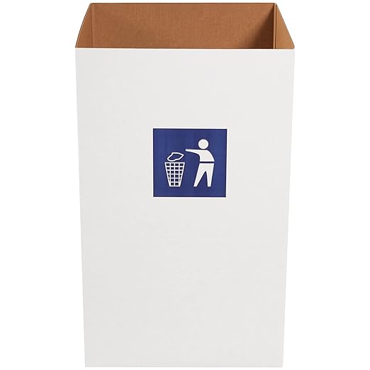 Box USA 50 Gallon 18" L x 18" W x 36" H 10-Pack Cardboard Trash Cans and Recycling Bins, Reusable or Disposable Pop Up Garbage Boxes for Parties, Outdoor Events, Heavy Duty, Waste
