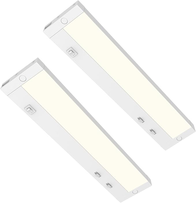 Under Cabinet Lighting Plug in, 24 Inch14W 120V Super Bright, 3 Color 3000K/4000K/5000K, 3 Brightness,Ultra Thin Under Counter Lights for Kitchen, Linkable LED Cabinet Lights, White 2Pack