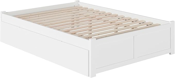 AFI Concord King Size Platform Bed with Footboard & Twin XL Trundle in White