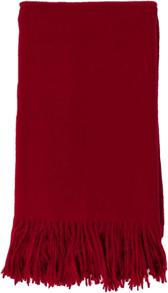 Alashan Cashmere Blend Ripple Finish Woven Throw - Cashmere Throw Blanket - Claret
