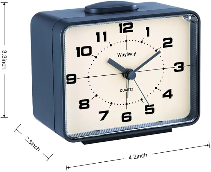 Retro Analog Alarm Clock, Battery Operated,4" Vintage Decor for Bedroom, Nightstand, Bedside, Desk, Table,Silent,Lighted on Demand and Snooze,Ascending Beep Sounds,Easy to Set (Blue)