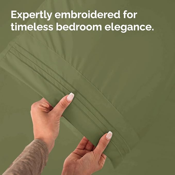 Queen Pillow Cases Set of 8 - Ultra Soft Hotel Quality Pillowcase Covers - Comfy, Cozy & Wrinkle Free - Shrink, Stain & Fade Resistant - Machine Washable Pillow Protectors - 8 Piece Set - Sage Green