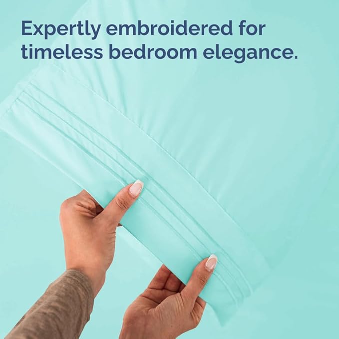 Standard Pillow Cases Set of 2 - Ultra-Soft Hotel Quality Pillowcase Covers - Comfy & Wrinkle Free - Stain & Fade Resistant - Machine Washable Pillow Protectors - 2 Piece Set - Standard Size Spa Blue