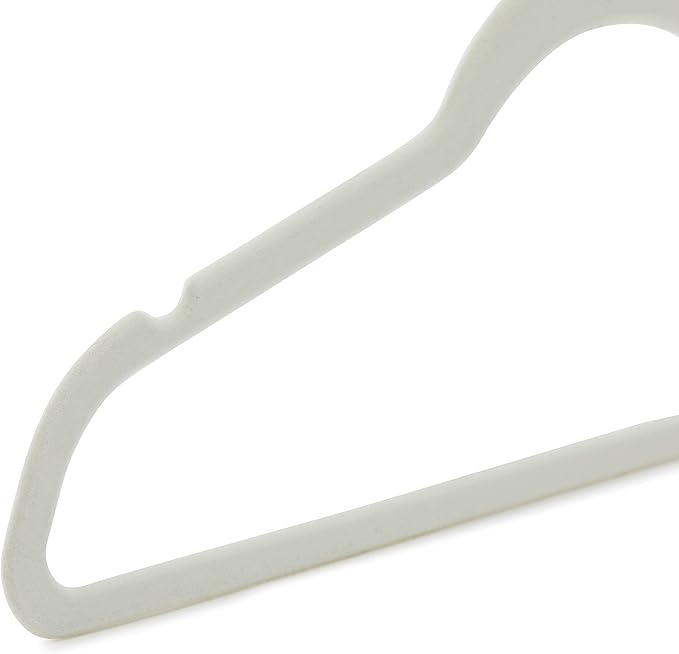 Amazon Basics Slim, Velvet, Non-Slip Sturdy Clothes Hangers, 50-Pack, Ivory/Rose Gold