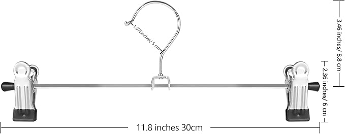 NORTHERN BROTHERS Pants Hangers - 50 Pack Skirt Hangers for Women Metal Hangers Space Saving for Trouser Shorts Coat Jean Adjustable Clip Men Kids Clothes