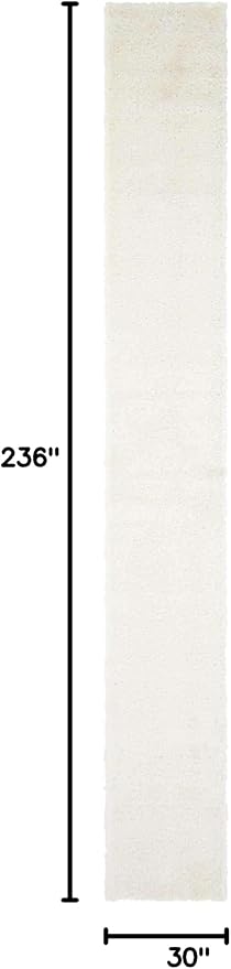 Unique Loom Solid Shag Collection Area Rug (2' 6" x 19' 8" Runner, Snow White)