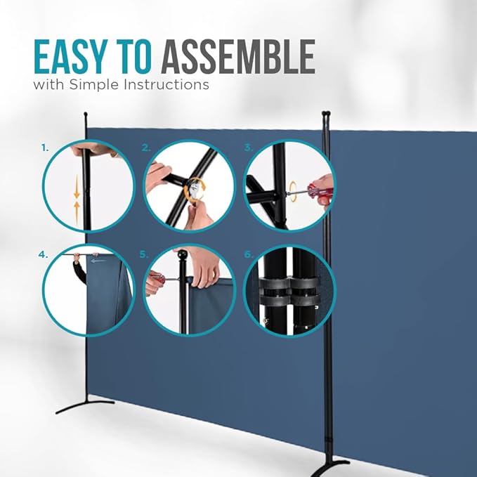 Steel-AID Triple-Panel Privacy Room Divider – Folding Partition Privacy Screen for Office, Classroom, Dorm Room, Kids Room, Studio, Conference - 216" x 72" - Easy to Assemble, Freestanding & Foldable