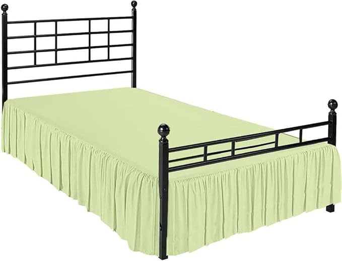 Sage Solid Ruffled Bed Skirt Cal-King-28 Inch Drop Split Corner, Microfiber Bedskirt with Platform Three Sided Coverage