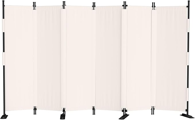 Room Divider, 6 Panel Upgraded Folding Privacy Screen, 132” Highly Secretive Separation with 4 Metal Feet, Partition Screen, Lightweight Freestanding Wall Divider Bedroom (White)