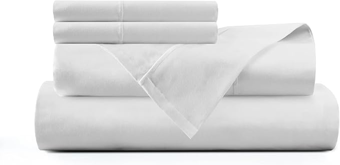 Hyde Lane Luxury 1000 Thread Count 100% Cotton Sheets | Very Soft & Thick - Fits Upto 20" Mattress | Sateen Weave Bed Sheets 18" Deep Pocket- 4 PC Sheet Set (Natural White, Queen)