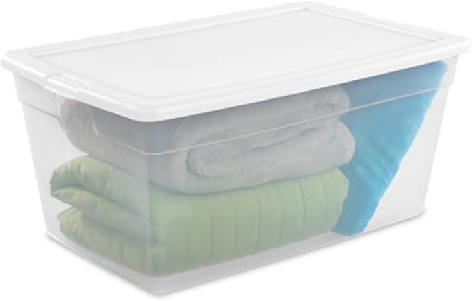 Sterilite 8-Pack Stackable Storage Bin with Lid, Clear Plastic Design, 90 Quart
