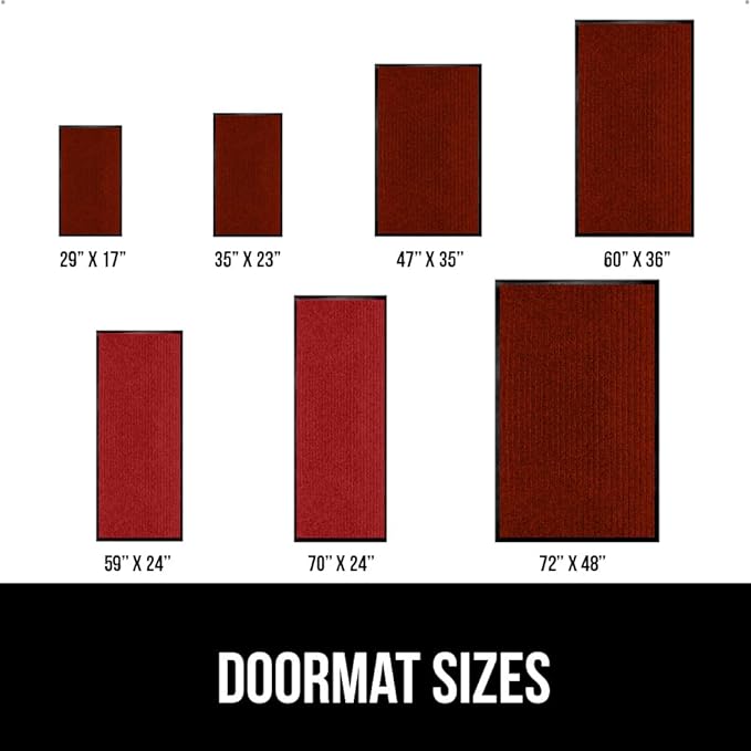 GORILLA GRIP Waterproof Traffic Guard Door Mat, 2 Pack Heavy Duty Entryway Mats, Strong Rubber Back Commercial Utility Rugs for Office Hallway, Garage Floor and Home, Low Profile Carpet, 29x17, Red