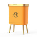 Procade Bedroom Trash Can with Lid,Slim Bathroom Trash Cans with Lids, Dog Proof Trash Bin with Press Top Lid,Modern Gold Trash Can Plastic Waste Basket for Living Room, Office,Kitchen, 4 Gal-Orange