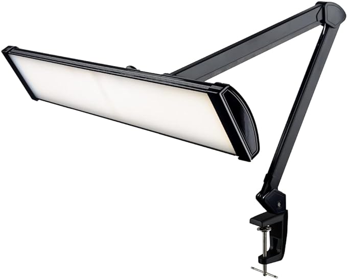 Neatfi LED Desk Lamp, 3,500 Lumens, 3 Light Modes, Dimmable, 45W, Touch Control, 26 Inch Wide Metal Shade, 540 SMD LEDs, Directional Lighting, Eye Caring Task Lamp (CCT with Clamp, Black)