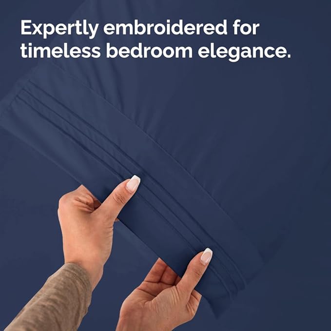 King Pillow Cases Set of 10 - Ultra Soft Hotel Quality Pillowcase Covers - Comfy. Cozy & Wrinkle Free - Shrink, Stain and Fade Resistant - Machine Washable Pillow Protectors - 10 Piece Set - Navy Blue