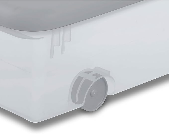 Sterilite 4 Pack Wheeled Under Bed Storage Container, 56 Qt Plastic Bin with Latching Lid for Organization - Clothes & Shoes Organizer, Silver Tint