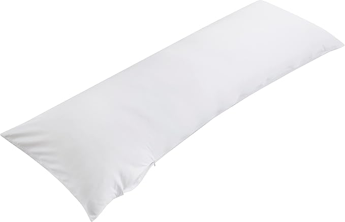 Oubonun 100% Jersey Cotton Body Pillow Cover with Zipper - Luxury Soft Removable Pillow Case - Long Fuzzy - Knitted (White, 21"X54")
