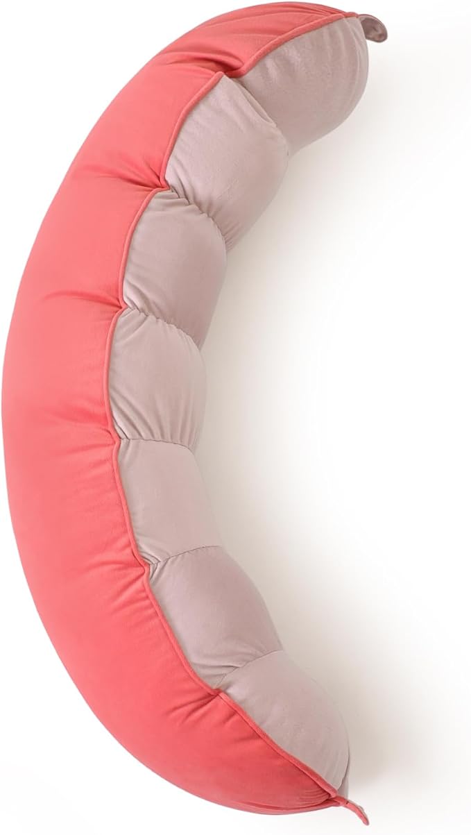 Peallow(Pat. Pend) – Long Round Body Pillow for Adults, Bolster Pillow for Sleeping, Soft and Supportive Pillow for Sleeping & Lumbar Support(Coral Peach,39")