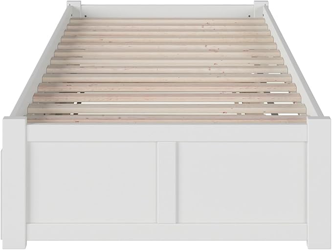 AFI Concord Twin Size Platform Bed with Footboard & Twin Trundle in White