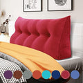 WOWMAX 100% Cotton Corduroy Headboard Pillow – Full Size Back Support Reading Wedge for Bed & Daybed, Plush Handmade Bolster Cushion with Removable Cover, Cozy Bed Rest Pillow, Red