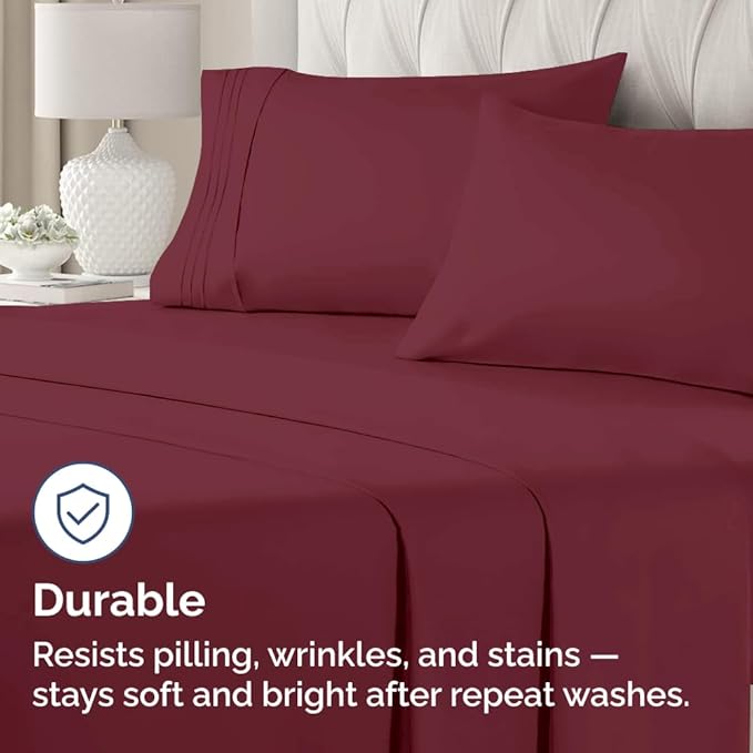 King Pillow Cases Set of 4 - Ultra Soft Hotel Quality Pillowcase Covers - Comfy, Cozy & Wrinkle Free - Shrinkage, Stain and Fade Resistant - Machine Washable Pillow Protectors - 4 Piece Set - Burgundy