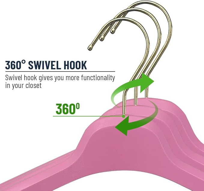 All Hung Up Hangers Plastic Coat Hangers, Clothes Hangers (Pink, 36pk)
