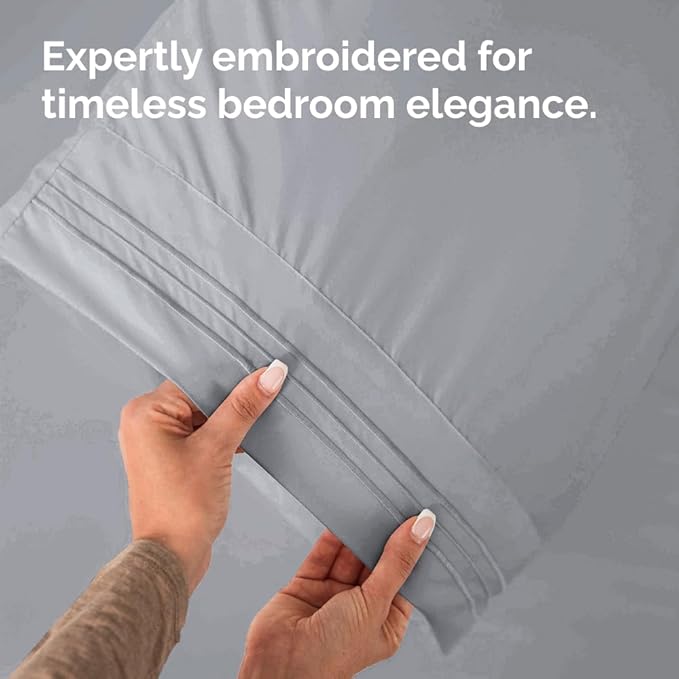 King Pillow Cases Set of 2 - Ultra Soft Hotel Quality Pillowcase Covers - Comfy, Cozy & Wrinkle Free - Shrinkage, Stain & Fade Resistant - Machine Washable Pillow Protectors - 2 Piece Set - Steel Blue