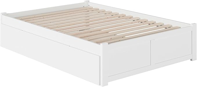 AFI Concord Full Size Platform Bed with Footboard & Full Trundle in White