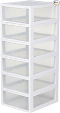 Sterilite 6-Pack 16 Quart Stacking Drawer, Clear Storage Closet Organizer, White Frame - Stackable Modular Plastic Drawers for Clothes, Accessories, Craft Supplies, Shoes or Linens