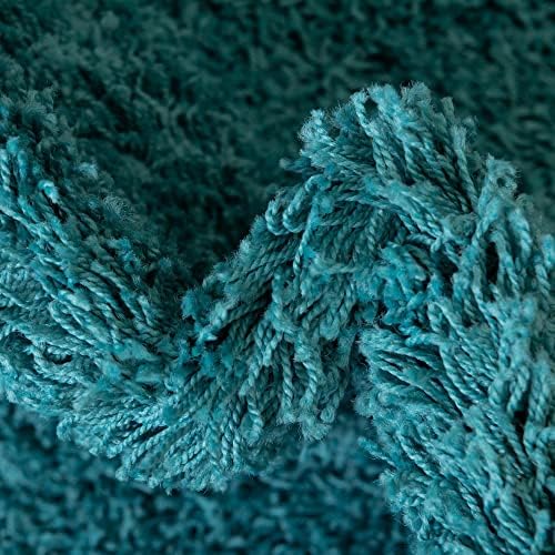 Unique Loom Solid Shag Collection Area Rug (4' 1" x 6' 1" Rectangle, Deep Aqua Blue)