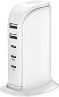 USB C Charger Block Multiport Upoy, Upgrade Charging Station with 3 Type-C PD 20W and 2 USB Ports, Desktop USB Tower Hub for Mutiple Devices, Travel/Home Power Adapter, Worldwide Compatible