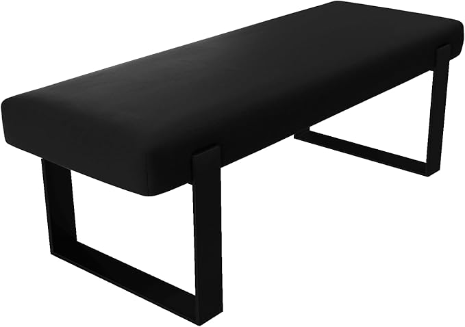 VANT Upholstered Bed Bench - Vintage Leather Jet Black - Matte Black - Contemporary Modern, Bedroom Bench Seat, Hallway, or Entryway