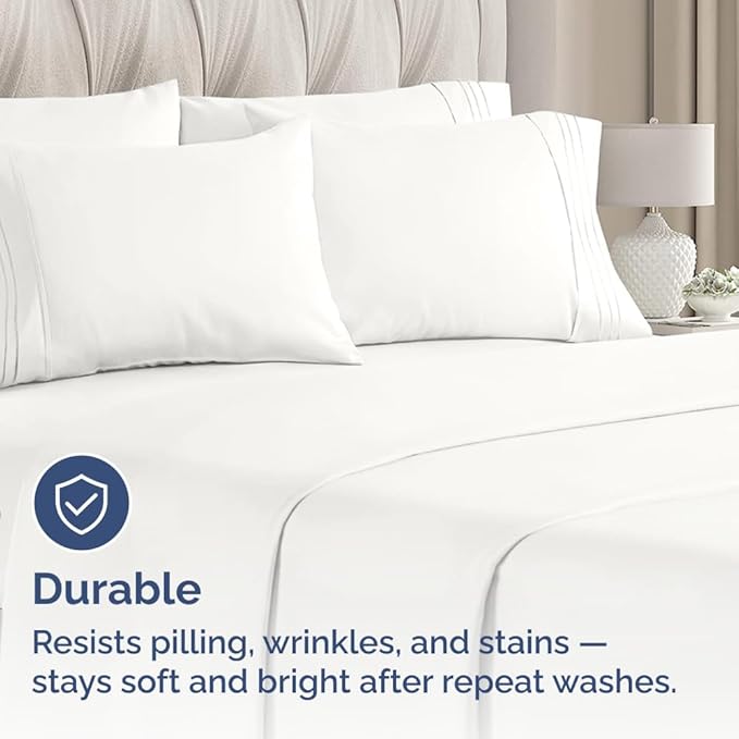 King Pillow Cases Set of 8 - Ultra Soft Hotel Quality Pillowcase Covers - Comfy, Cozy & Wrinkle Free - Shrink, Stain & Fade Resistant - Machine Washable Pillow Protectors - 8 Piece Set - Antique White