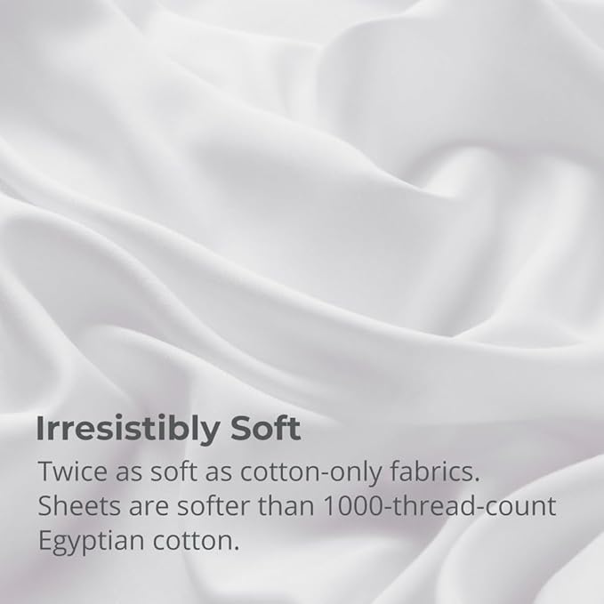 Cariloha Aloha Soft 4-Piece Sheet Set | White | Queen | Viscose Material | Allergy Resistant, Thermal-Regulating & Extra Soft