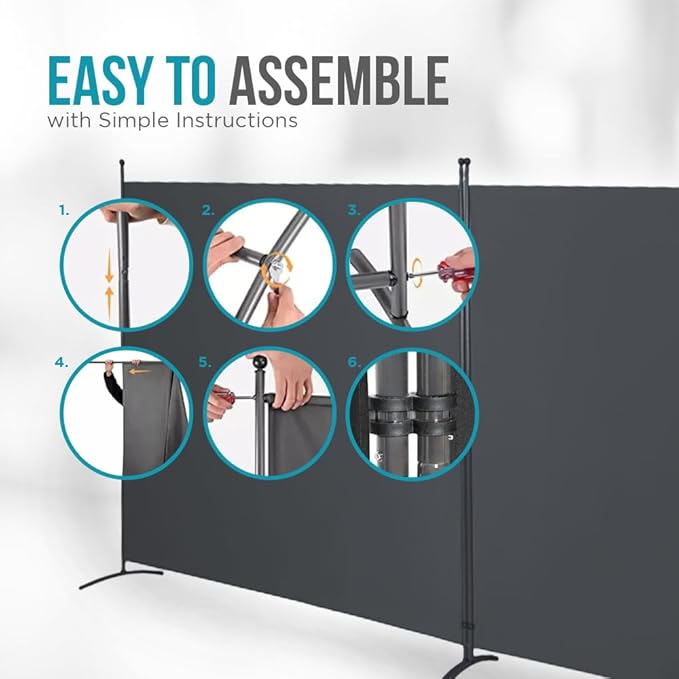 SteelAid Room Divider (Double Panel) – Folding Partition Privacy Screen for Office, Classroom, Dorm Room, Kids Room, Studio, Conference - 142" x 72" - Easy to Assemble, Freestanding & Foldable