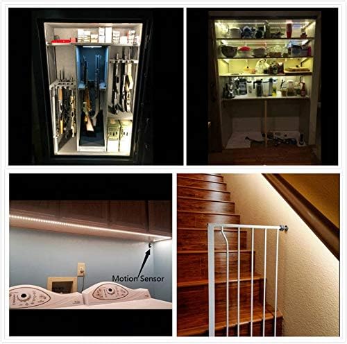 Sensky 19.7ft/6m Motion Activated LED Strip Light Kit Flexible LED Strip Motion Sensor for Bedroom, Gun Safe, Under Cabinet, Under Bed, Pantry, Kitchen, Stairway, Closet(Warm White,Upgraded Version)