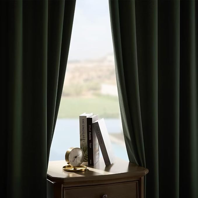 Joydeco Green Velvet Curtains 96 inch Length 2 Panels, Luxury Blackout Rod Pocket Thermal Insulated Window Curtains, Super Soft Room Darkening Drapes for Living Room Bedroom,W52 x L96 inches