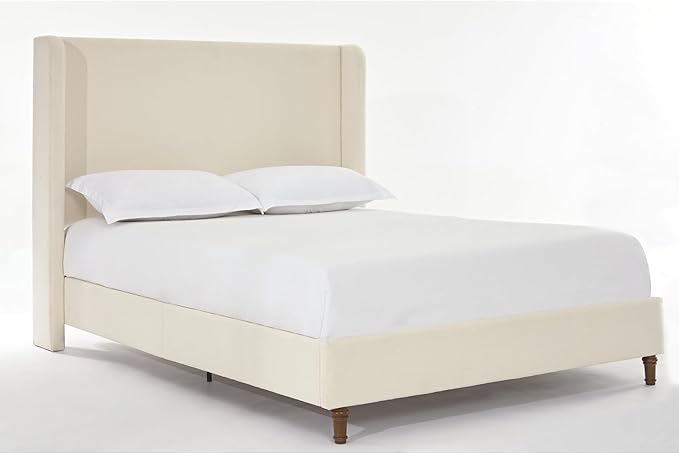Queen Size Upholstered Bed Frame, Wingback Headboard BedframesHarper, 54" Tall Headboard Platform Beds/No Box Spring Needed/Easy Assembly/Elegant Simplicit, Beige Boucle